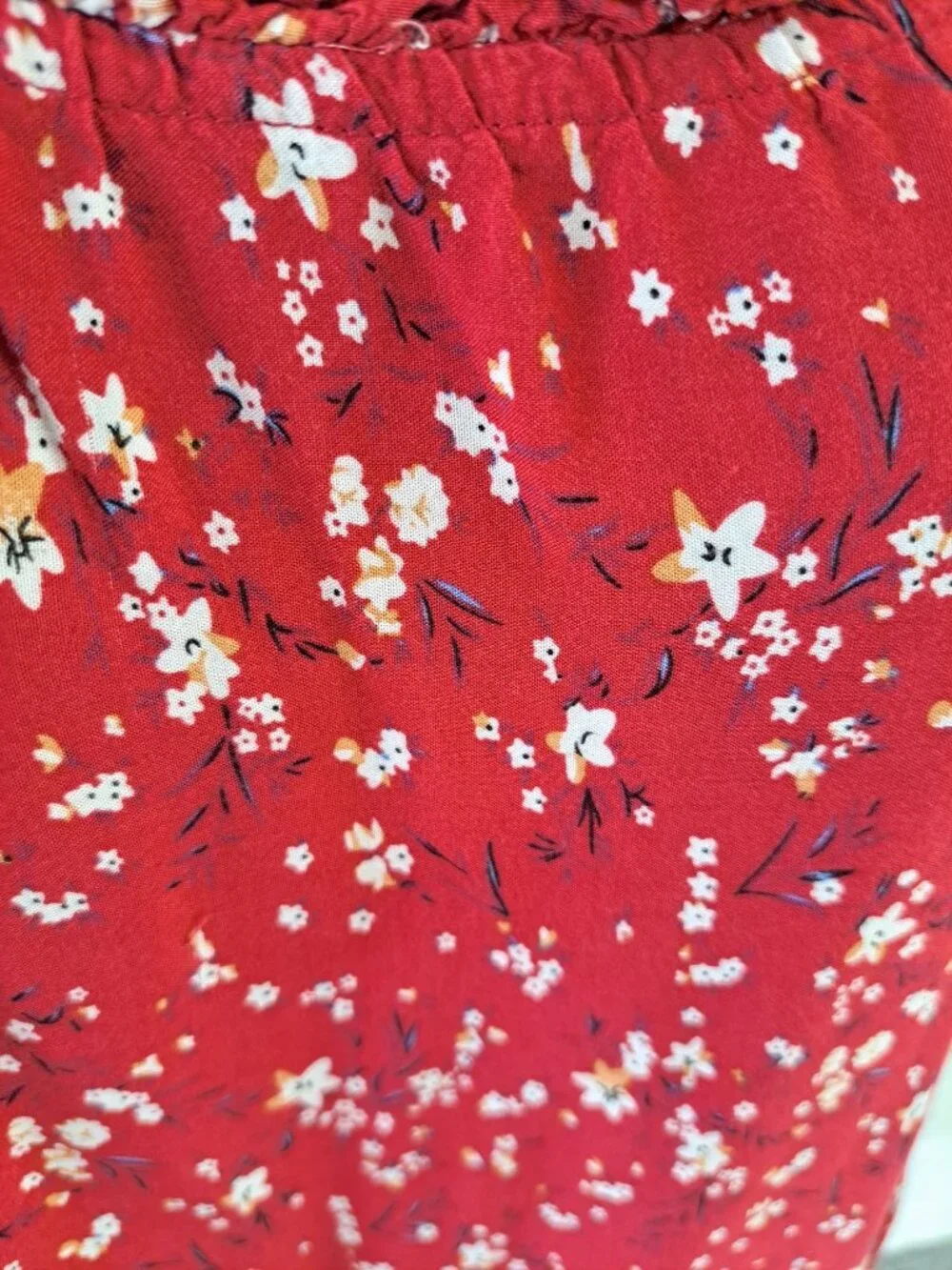 Natural Life Floral Red Tiered Sundress Adjustable Ruffled Flowy Rayon Medium - Picture 2 of 10